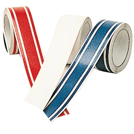 SeaTec dekotape 50mm i blå farve, rullet op på en hvid baggrund.