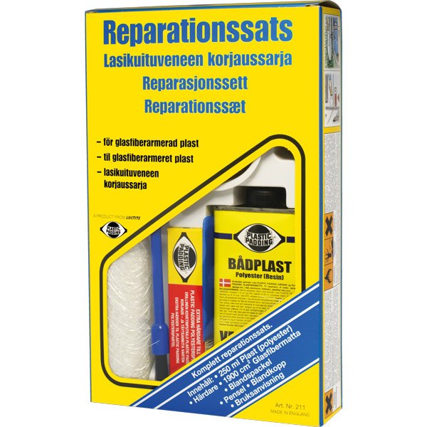 Plastic Padding reparationssæt med glasfibervæv og epoxy til bådvedligeholdelse
