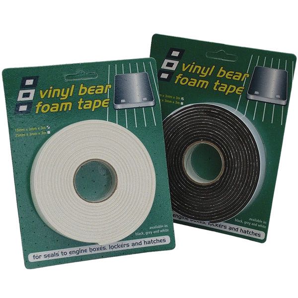 PSP vinyl foam tape i hvid, vist fra siden med klæbende bagside