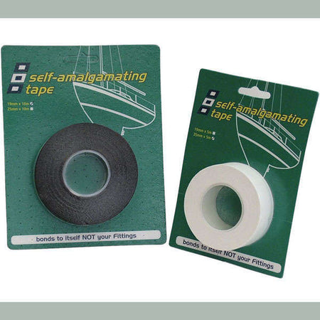 PSP vulkaniserende tape i sort, 19mm x 5m rulle, vist på hvid baggrund