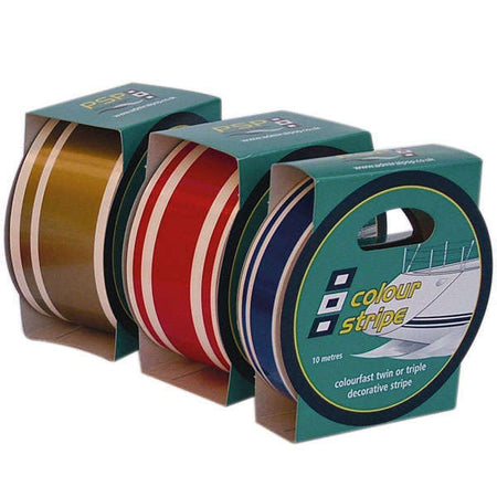 PSP tape i rød med farve-striber, vist på en rulle.