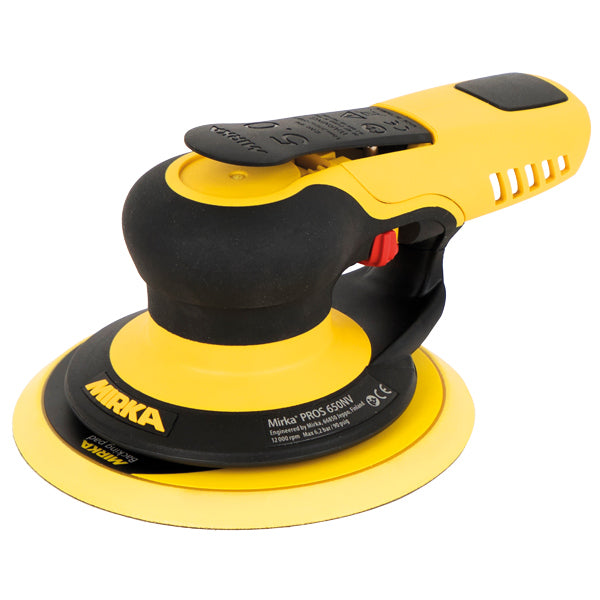 Mirka slibemaskine pros650cv set fra siden med Ø150mm slibepad