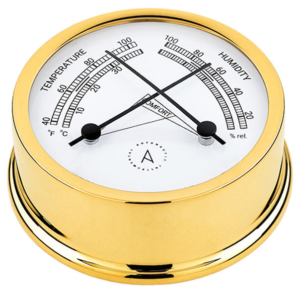 AutoNautic, SeaTec, Autonautic atlantic 95 termo/hygrometer Ø95/70 mm forgyldt messing
