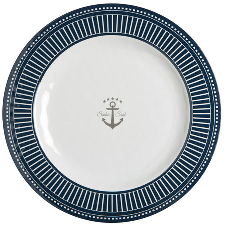 Marine Business middagstallerken Ø28cm i hvidt porcelæn med maritimt design.