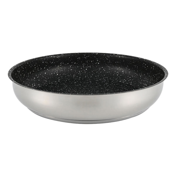 1852 gryde med låg og non-stick belægning, set fra siden.