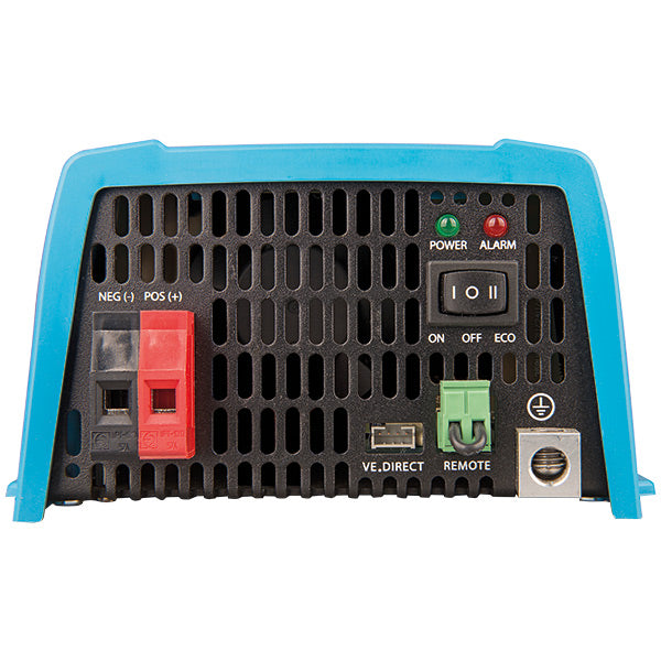 Victron Phoenix inverter i sidevisning, fremhæver dimensioner og design.