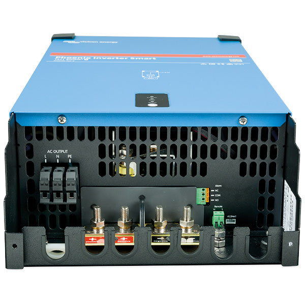 Victron Phoenix Inverter set fra siden, viser de forskellige tilslutningsmuligheder.