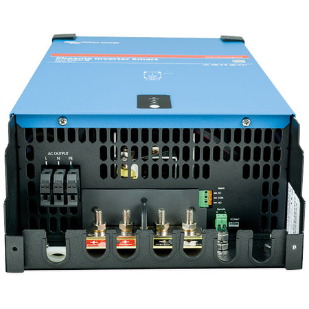 Victron Phoenix Inverter set fra siden, viser de forskellige tilslutningsmuligheder.