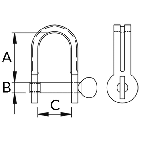 Detailbillede af 1852 sjækel i rustfrit stål AISI 316