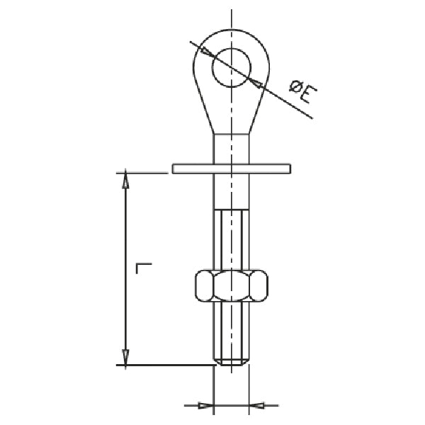 1852 øjebolt fra siden, fremhæver L-83mm længde og design