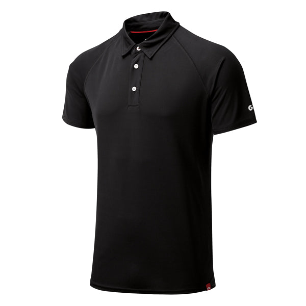 Gill UV008 polo i sort, taget bagfra for at vise detaljerne