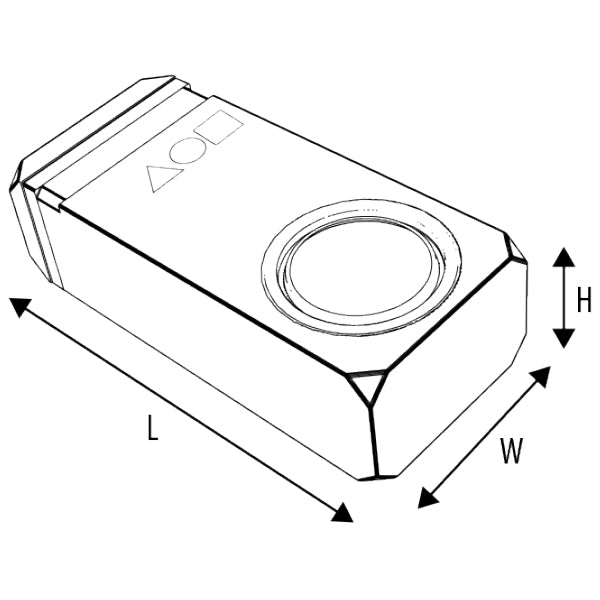 Sidevisning af Nuova Rade brændstoftank, viser dimensioner og kapacitet.