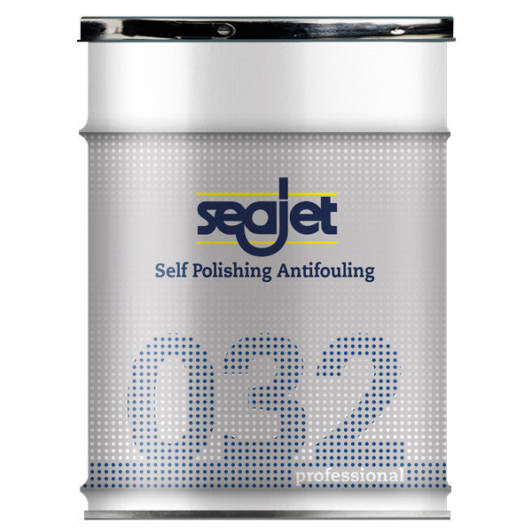 Tæt på SeaJet 032 Professional bundmaling i blå på hvid baggrund